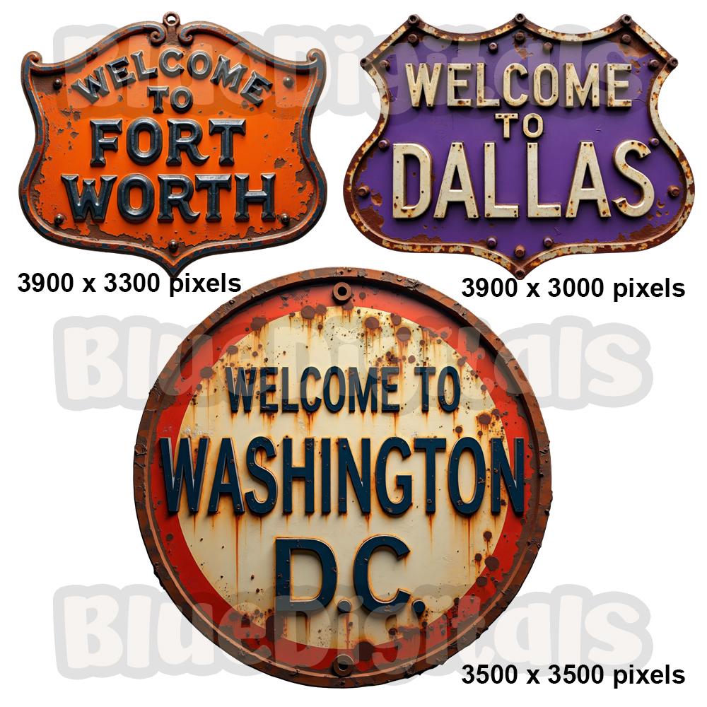Welcome Signs Png Clipart, Oil Paint Welcome Clipart, Set of 20, Rusty ...