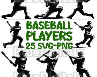 Baseball Silhouette SVG, Baseball Players SVG, Baseball Team Man And Woman PNG, Baseball Players Set Png, Sportsman Svg, Commercial Use