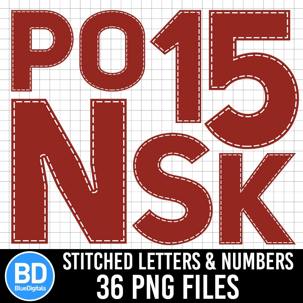 PNG Stitched Letters and Numbers PNG Alphabet Letters With Etsy