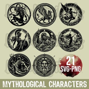 Mythological Characters Svg, Zeus Svg, God Goddess Svg Bundle, Greek Mythology Svg Silhouette, Mythological Creatures Svg and Png, Eros Svg
