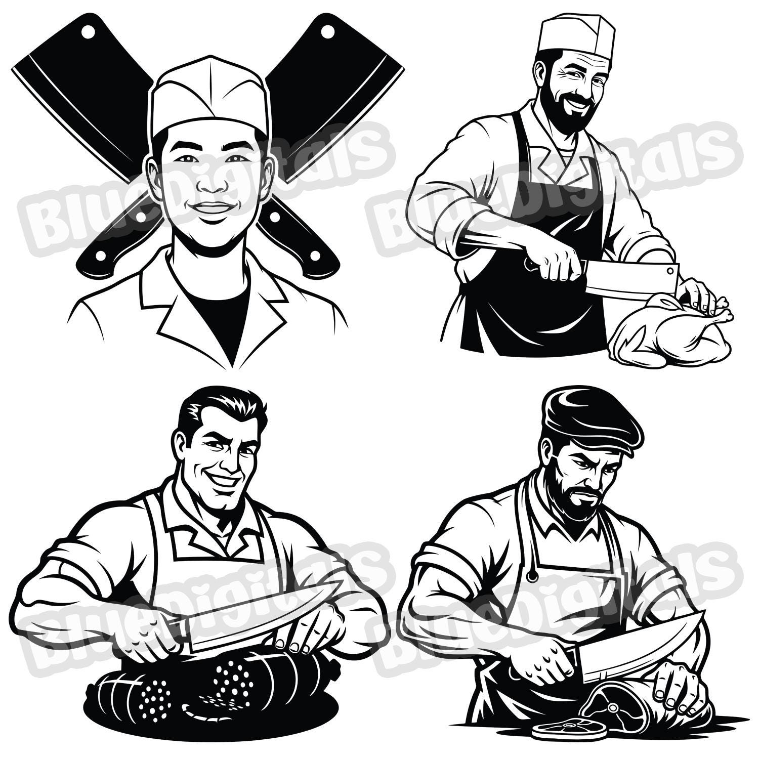 Butchers SVG, Butchery Themed SVG and PNG Files, Butcher Men and Women