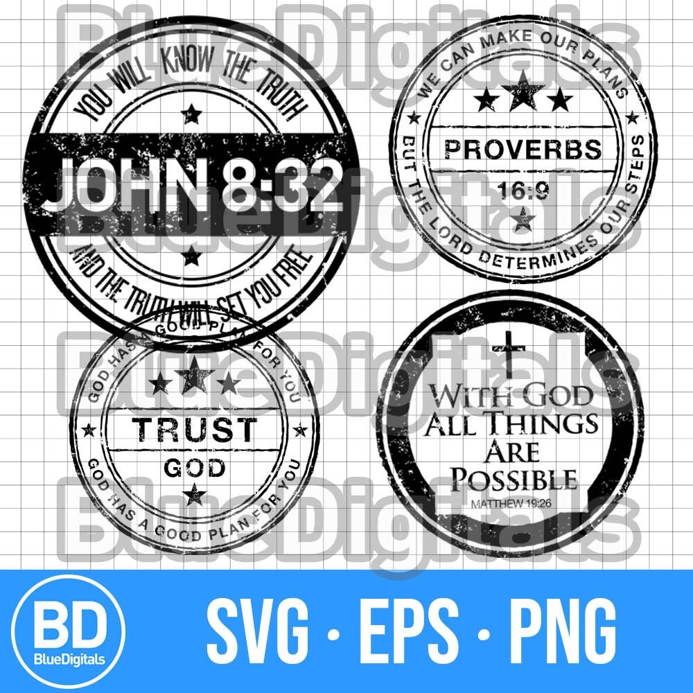 Bible Verses SVG Stamps Bible Quotes EPS Vector Rubber Stamp Religious