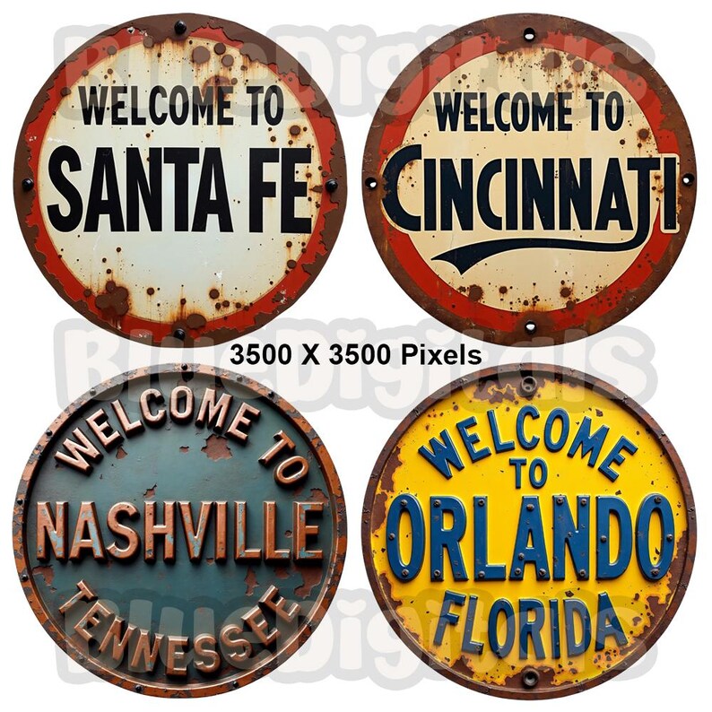 Welcome Signs Png Clipart, Oil Paint Welcome Clipart, Set of 20, Rusty ...