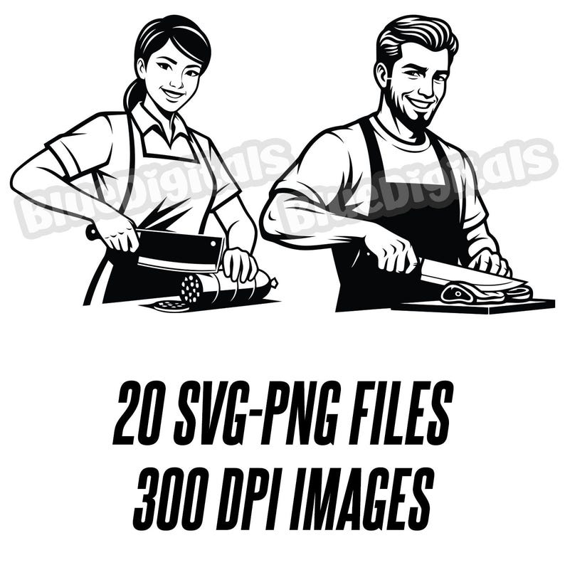 Butchers SVG, Butchery Themed SVG and PNG Files, Butcher Men and Women ...