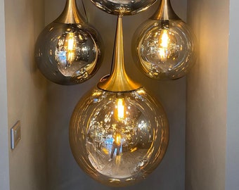 Modernes Design-Kronleuchter-Beleuchtung, Art-Deco-Licht, Glaskugel-Pendellampe, handgemachte Treppenhaus-Deckenlampe MODELL: KARATAY