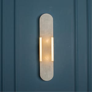 Unique White Marble Wall Sconce Lamp, Home Decor Bedside LED Light, Handmade Housewarming gift, Modern Art Deco lighting MODEL : HRISTOS