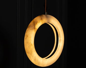 Handgefertigte Marmor Bagel Pendelleuchte - LED Kronleuchter - Art Deco GAMBA
