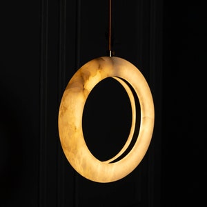 Handmade Marble Bagel Pendant Lamp, Brass LED Light Chandelier, Housewarming Gift Art Deco Hanging Lighting, Ceiling Lights MODEL: GAMBA