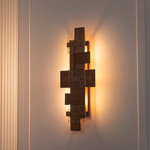 Applique da parete in vetro quadrato: lampadario rustico industriale in ottone