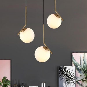 Glass Globe Moon Pendant Lamp, Handmade Modern Design Chandelier Light,  Housewarming Gift Ceiling Lamp MODEL : BERDE