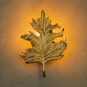 Sycamore Single Leaf Sconce, Natural Shaped Wall Lighting, Handmade Hanging Gold Lamp, Home decor Vintage Design light, MODEL : GENCE