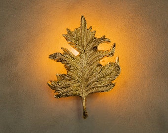 Sycamore Single Leaf Sconce, Natural Shaped Wall Lighting, Handmade Hanging Gold Lamp, Home decor Vintage Design light, MODEL : GENCE