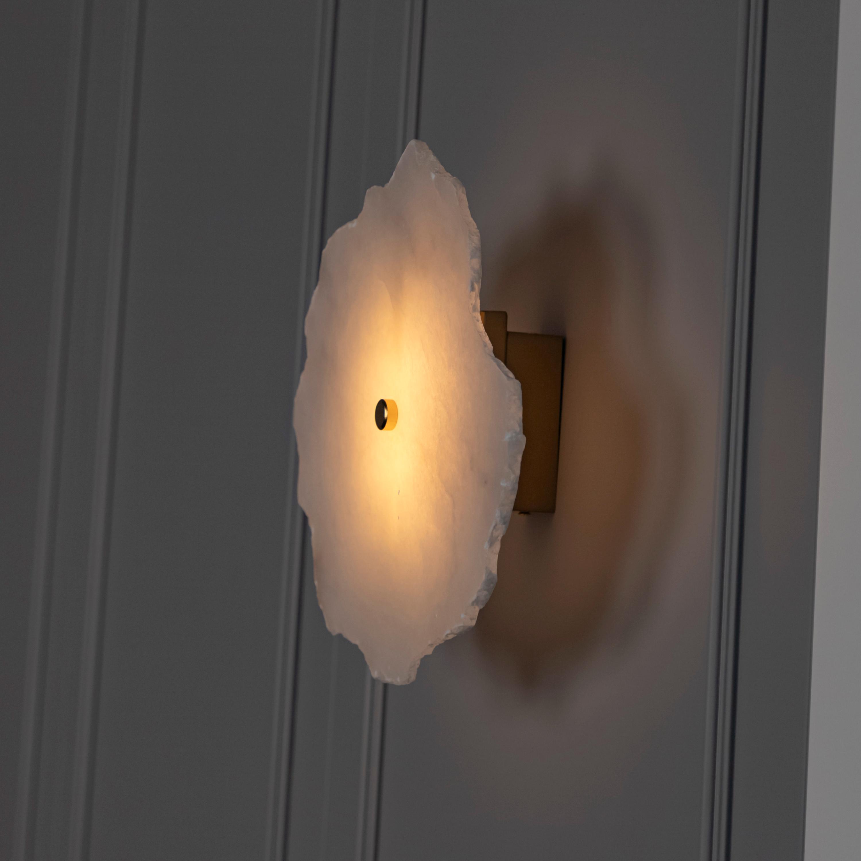 Handmade Marble Wall Sconce: Modern Art Deco Lighting, Brass Accent