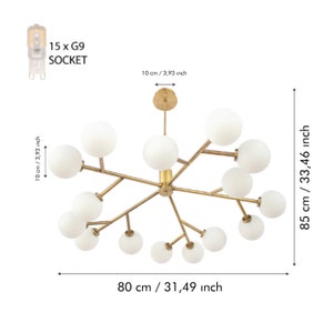 Brass Branches Chandelier Lighting, Home Decor Living & Dining Room Hanging Light, Handmade Housewarming Gift Ceiling Pendant, MODEL : DEMET