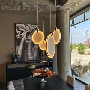 Marble Pendant Lamp, Handmade LED Lighting Chandelier, Art Deco Hanging Lamp, Ceiling Light Fixture Unique Lamp Model Aspendos