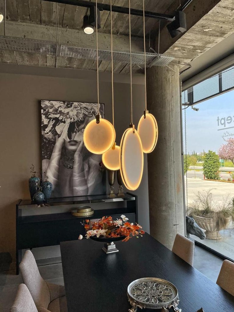 Marble Pendant Lamp, Handmade LED Lighting Chandelier, Art Deco Hanging Lamp, Ceiling Light Fixture Unique Lamp Model Aspendos