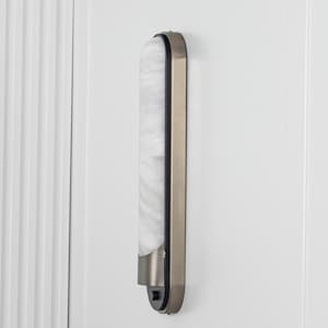 May include: A vertical wall-mounted light fixture featuring a long, rounded rectangular frame in a metallic bronze finish. The center panel consists of a translucent, white, marbled glass diffuser that emits a soft, diffused light glow.