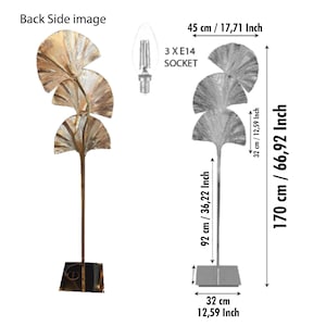 Lampadaire à triple feuille Ginkgo, lampe en or Art déco faite à la main, éclairage de sol de décoration dart de décoration intérieure, éclairage de sol du milieu du siècle MODÈLE : ASTARA image 10