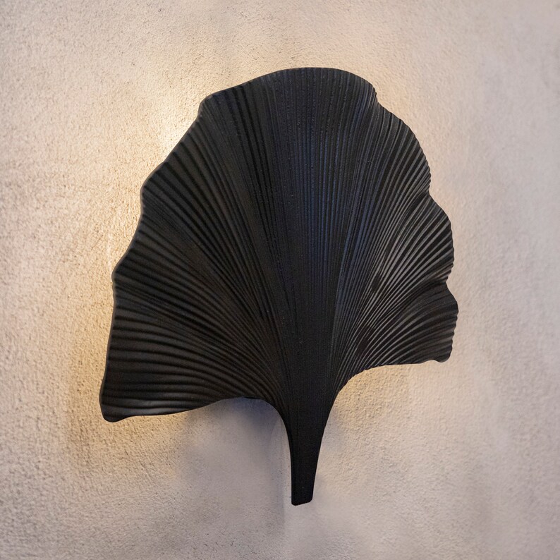 Handmade Ginkgo Leaf Wall Lamp Mid Century Hanging Gold Etsy