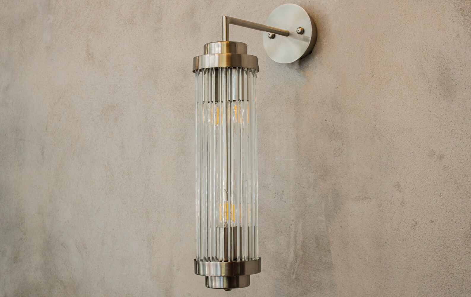 Brass Glass Rod Wall Lamp Modern Design Bedside Lighting Etsy UK