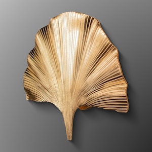 Handmade Art Deco Ginkgo Leaf Wall Sconce: Brass Bedside Lamp - ASTARA