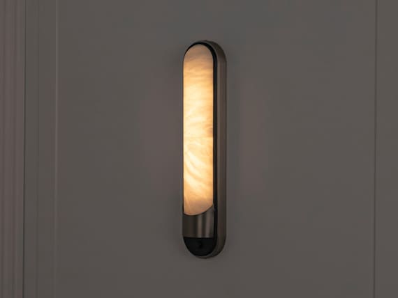 Minimalist Marble Wall Light: Platinum Metal Body & White Marble