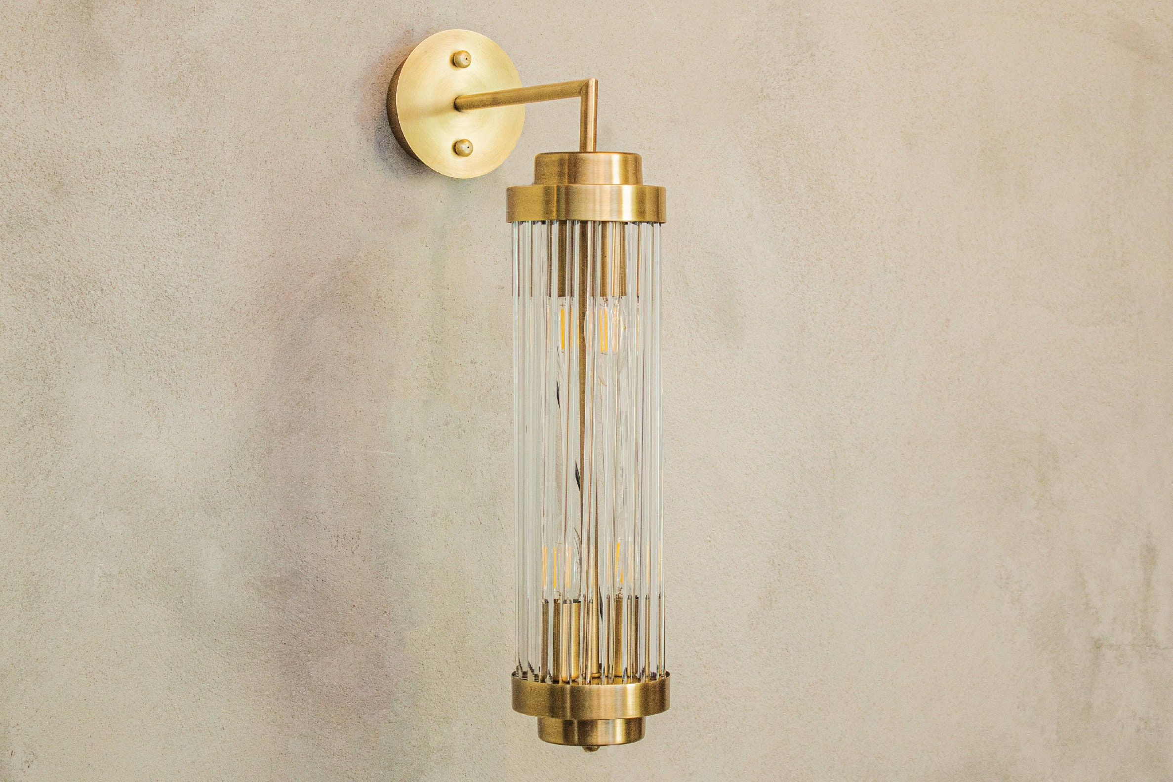 Applique Murale à Tige de Verre en Laiton, Éclairage Chevet Au Design Moderne, Pendaison Crémaillère