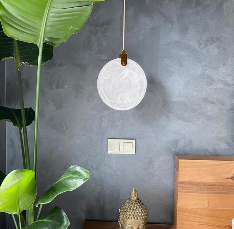 Marble Pendant Lamp, Handmade LED Lighting Chandelier, Art Deco Hanging Lamp, Ceiling Light Fixture Unique Lamp Model Aspendos