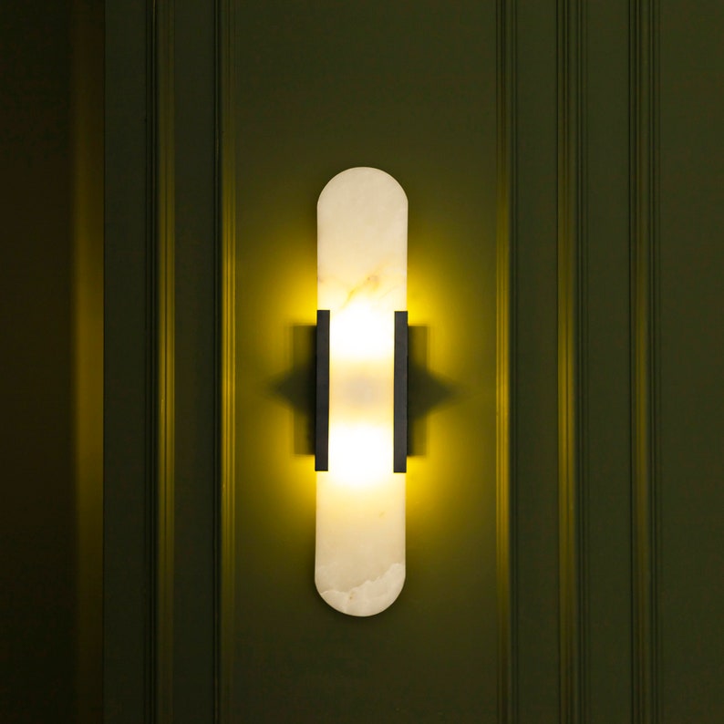 Unique White Marble Wall Sconce Lamp Home Decor Bedside LED Etsy