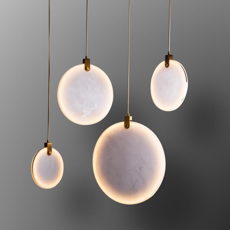 Handgefertigte Marmor LED Pendellampe: Art Deco Deckenleuchte Bild 1