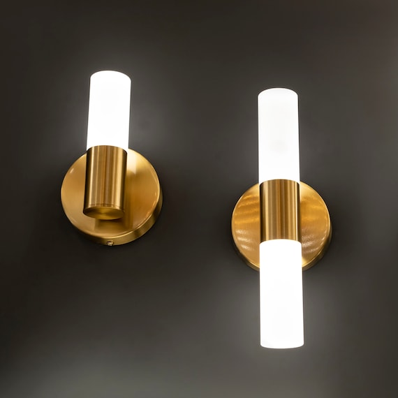 Minimalist Single or Dual Opal Glass Tube Wall Lamp Modern Home