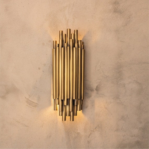 Brass wall light fixtures. Crafted from brass. With thick smooth glass. ART  BR406CG Brass