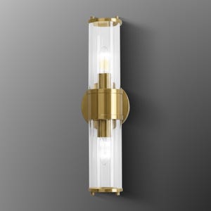 Dual Glass Tube Wall Lamp: Handmade Brushed Brass Dimmable Sconce