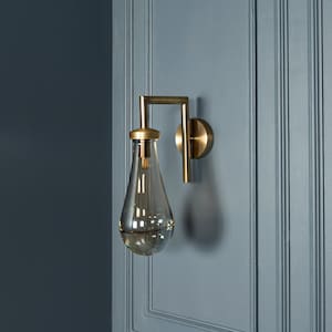 Amber / Smoky Glass Sconce, Drop Brass / Chrome Wall Lighting, Modern Home Decor, Art Deco LED Light, Housewarming gift Lamp, MODEL :BENIN image 3