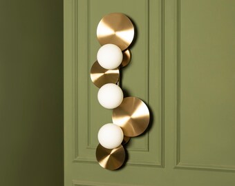 Brass Modern Design Wall Lamp, Art Deco Light, Handmade Frosted Glass Lighting, Home Decor Sconce, Housewarming Gift  MODEL : LAHEY