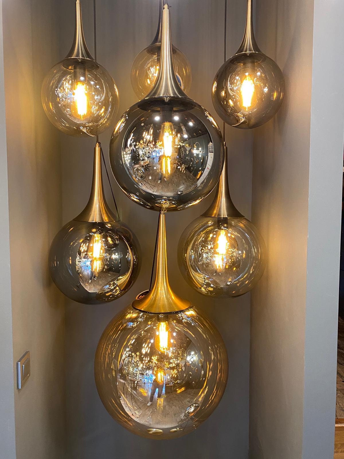 geur Per Op de loer liggen Modern design kroonluchter verlichting Art Deco glazen bol - Etsy België