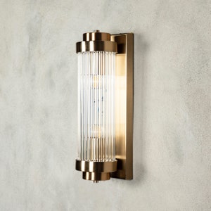 Unique Glass Rod Wall Lamp, Handmade Brass Wall Light, Modern Decor Bedside Lighting Fixture, Black Vanity Sconce, MODEL: SUMELA