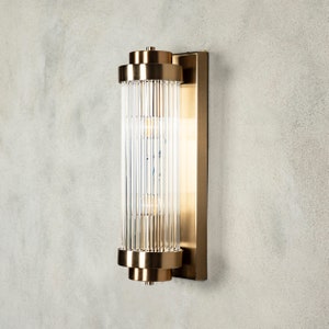 Glass Rod Wall Lamp, Handmade Brass Wall Light, Modern Decor Bedside Lighting Fixture, Black Vanity Sconce, MODEL: SUMELA