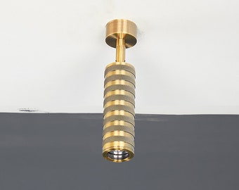 Brass Cylinder Adjustable Spot light, Black Pendant Light, White Reading Lighting, Copper Minimalist Lamp. MODEL : SELINA