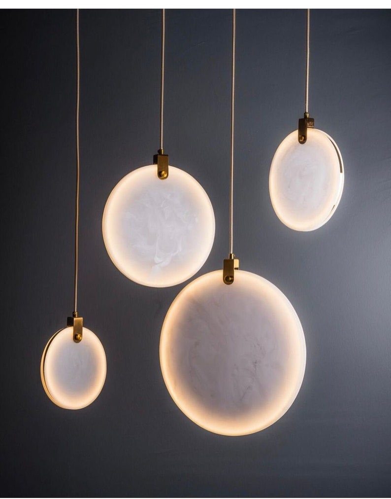 Marble Pendant Lamp, Handmade LED Lighting Chandelier, Art Deco Hanging Lamp, Ceiling Light Fixture Unique Lamp Model Aspendos