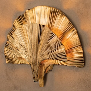 Mid Century Ginkgo Double Leaf Wall Sconce, Handmade Gold Lamp, Home Decor Lighting, Art Deco Wall Lamp MODEL : ASTARA