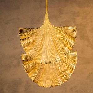 Ginkgo Leaf Bedside Light, Mid Century Handmade Ceiling Gold Lamp, Home Decor Hanging Light, Art Deco Pendant Lighting MODEL : ASTARA