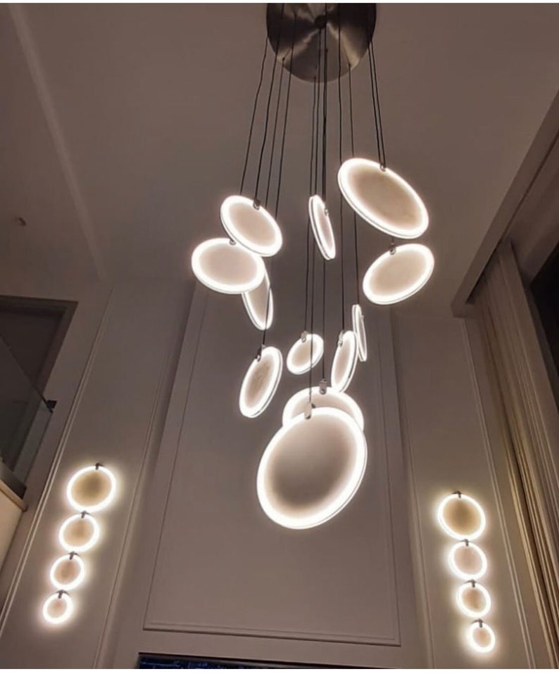 Marble Pendant Lamp, Handmade LED Lighting Chandelier, Art Deco Hanging Lamp, Ceiling Light Fixture Unique Lamp Model Aspendos