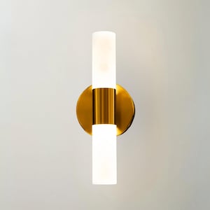 Minimalist Single or Dual Opal Glass Tube Wall Lamp – Modern Brass Sconce for Bedroom & Living Room, Minimalist LED Hanging Lighting