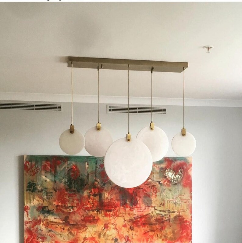 Marble Pendant Lamp, Handmade LED Lighting Chandelier, Art Deco Hanging Lamp, Ceiling Light Fixture Unique Lamp Model Aspendos