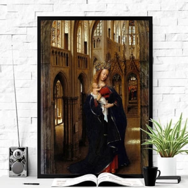 Madonna in the Church Wall Art Poster Wall Decor Jan van Eyck | Jesus Christ Vintage Print Famous Painting Decor Virgin Mary Son of God