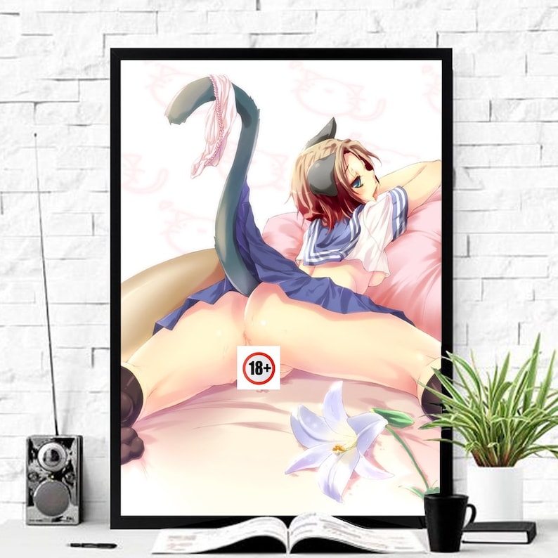 Anime Girl Poster, Sexy Anime Girl Poster, Nude Sexy Woman, Erotic Poster, Erotic art, Pop Art Artwork, Illustration Art, Christmas Gift image 1