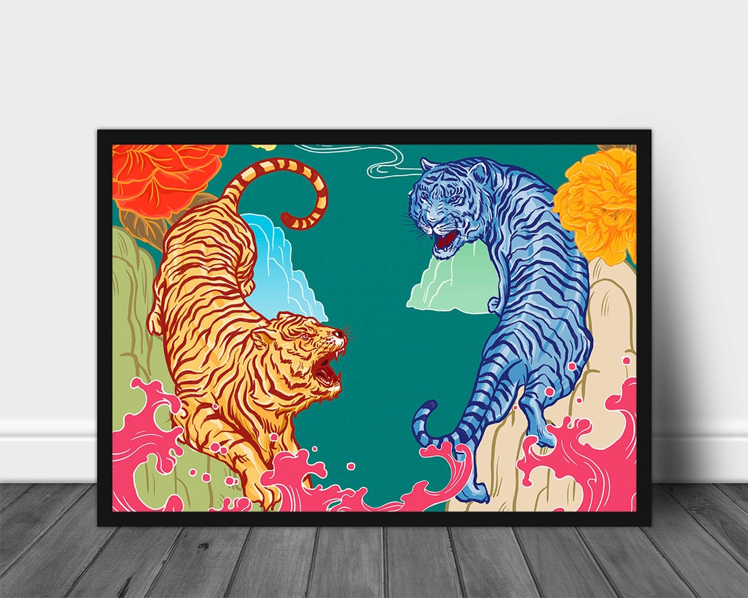 Tiger Wall Art Japanese Tiger Poster Wild Life Print Etsy