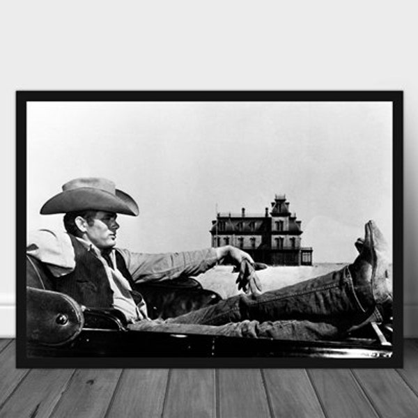 James Dean Poster, James Dean Print, Black and White Photo - Cowboy James Dean, Vintage Poster, Cowboy Poster, Christmas Gift Black Friday