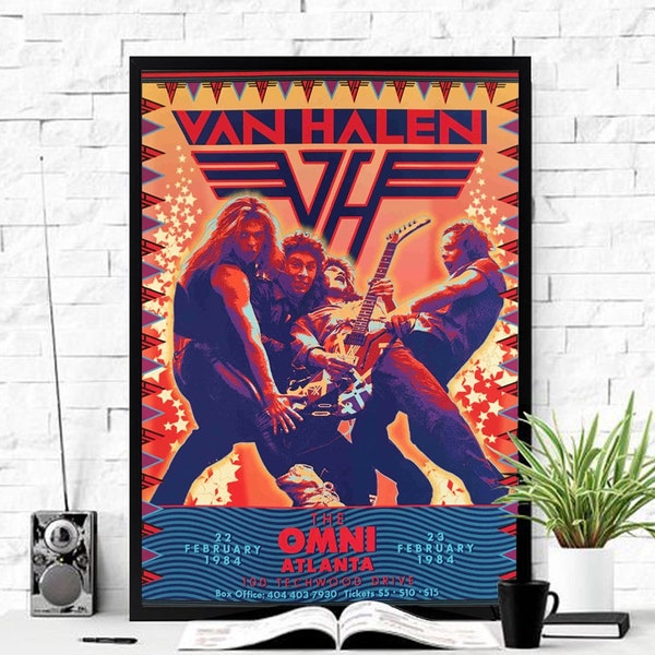 Van Halen Concert Poster Wall Art, Guitarist Poster, Van Halen Shirt, Legend Famous Poster, Illustration Art, Vintage Art, Christmas Gift